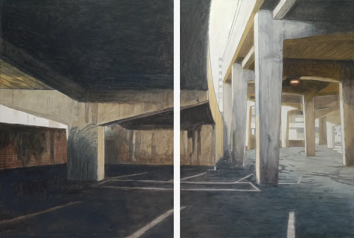 Mass House Pillars (Diptich)(Preparatory) Individual size 41x56cm together size 82x56cm